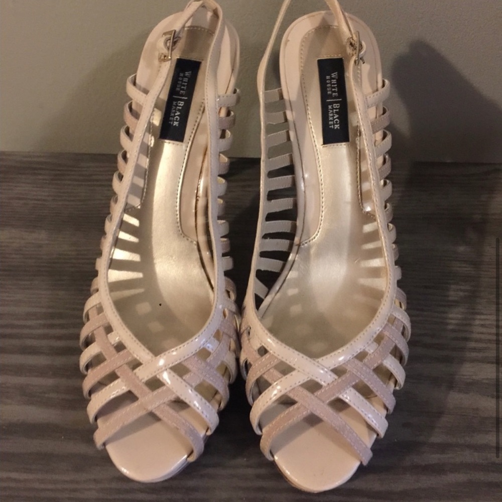 WHBM nude Gena sling back heels 7.5 - Picture 6 of 8